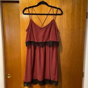 Maroon / crimson / burgundy & black dress